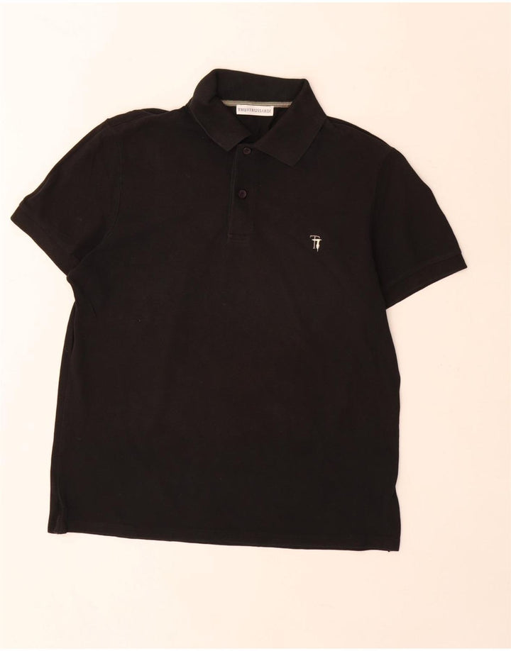 Camisa polo masculina Trussardi de algodão preto médio