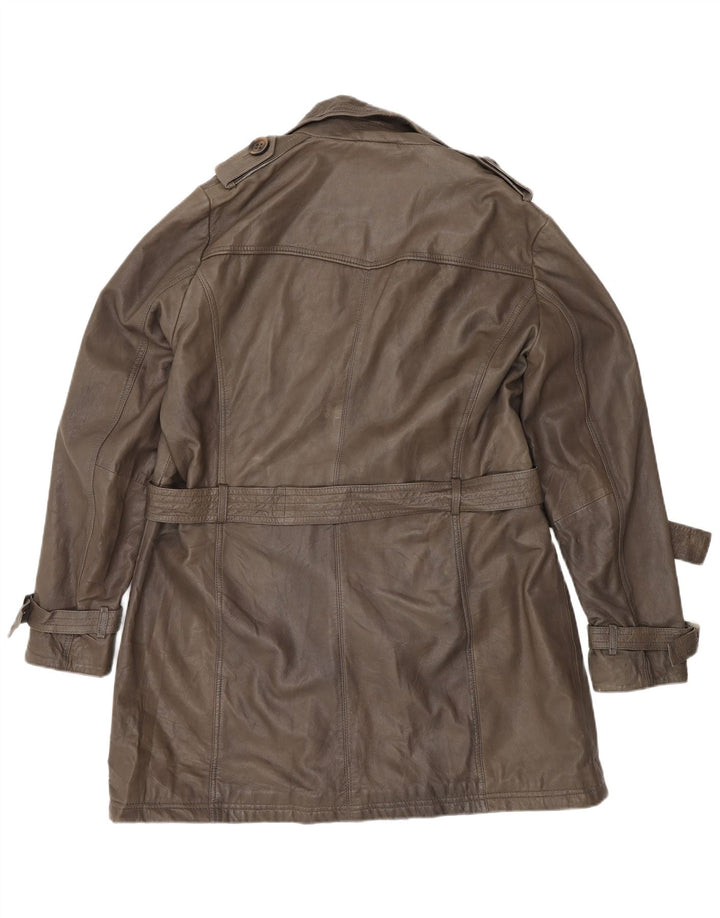 Casaco de couro militar feminino ALBA MODA UK 20 2XL couro marrom