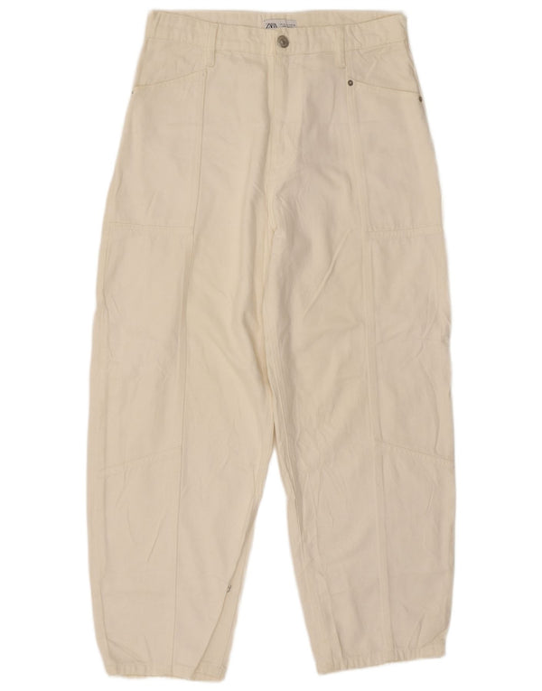 Calça jeans feminina Zara cintura alta solta EU 40 médio W32 L27 branco