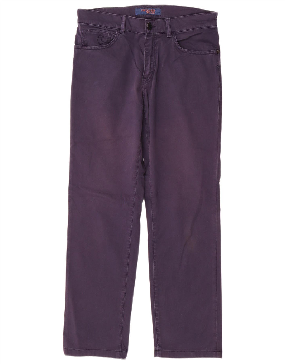 Calça feminina reta casual TRUSSARDI W29 L28 azul marinho