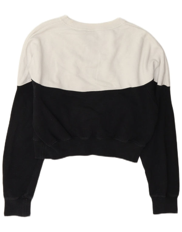 Moletom feminino Nike Crop Jumper UK 10 pequeno branco colorblock algodão