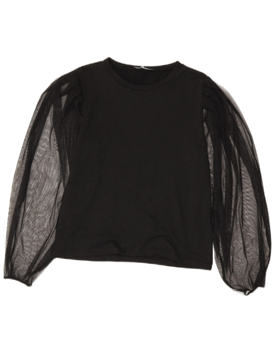 Zara blusa feminina manga comprida top UK 10 pequena preta