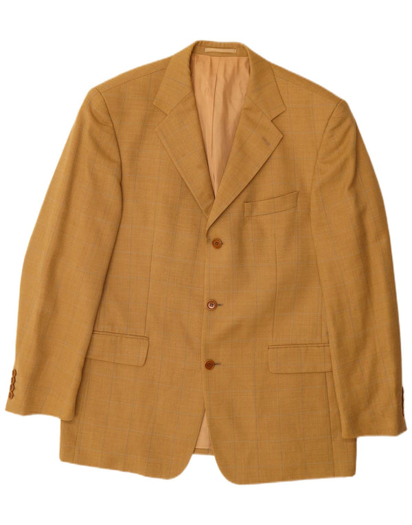 Jaqueta blazer masculina de 3 botões HUGO BOSS IT 52 XL amarelo xadrez nova lã