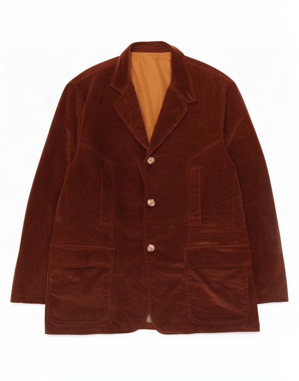 J. C. Twidd Jaqueta blazer masculina de veludo cotelê com 3 botões Reino Unido 44 2XL algodão marrom