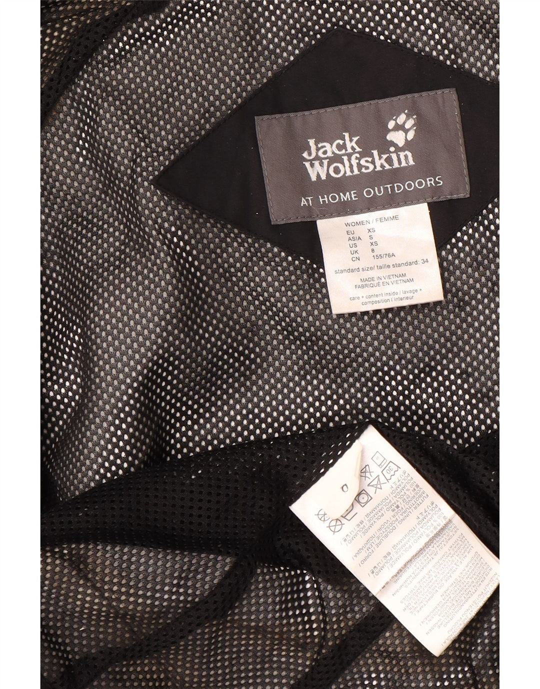 Jaqueta de chuva feminina com capuz Jack Wolfskin Reino Unido 8 pequena poliamida preta