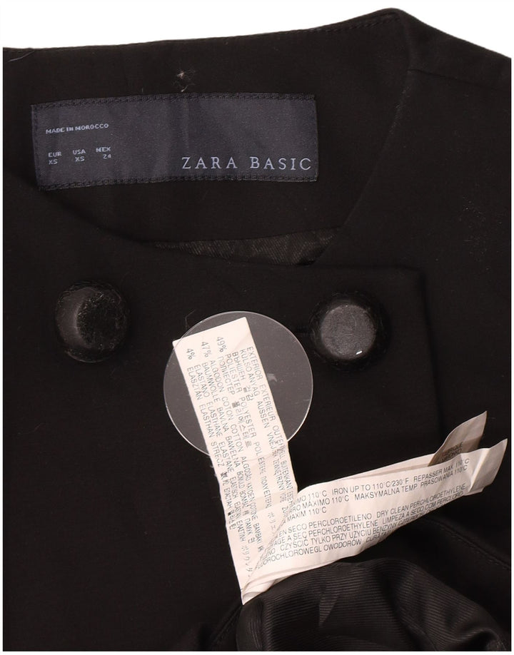 Casaco feminino Zara com peito duplo UK 6 XS preto poliéster