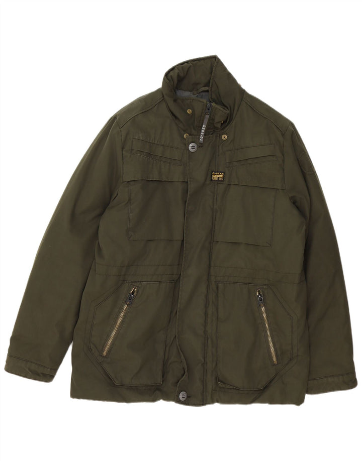 Jaqueta utilitária masculina G-Star UK 40 grande poliéster cáqui