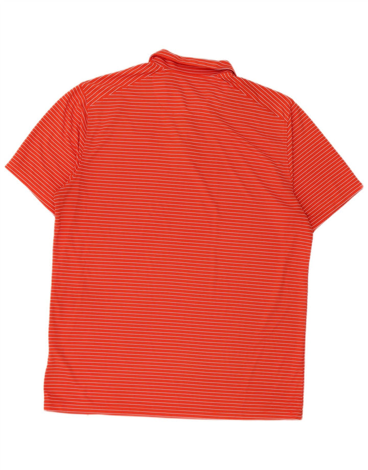 Camisa polo masculina Nike Dri Fit grande poliéster listrado laranja