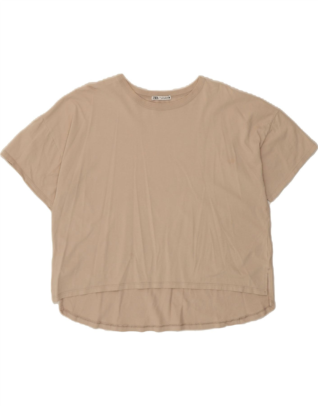 ZARA Womens Oversized T-Shirt Top UK 16 Large Beige Cotton Vintage Zara and Second-Hand Zara from Messina Hembry 