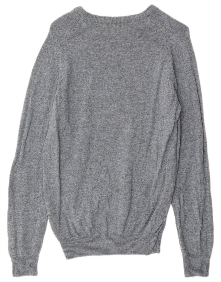 Suéter masculino Marks & Spencer com gola canoa e lã de cordeiro manchada azul pequena