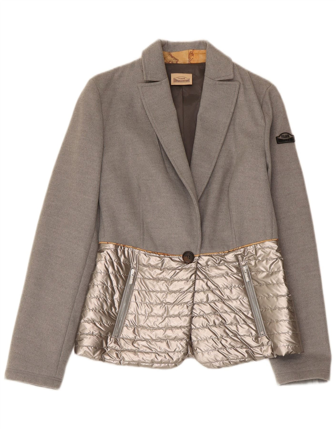 Jaqueta blazer acolchoada feminina ALVIERO MARTINI IT 38 XS cinza colorblock