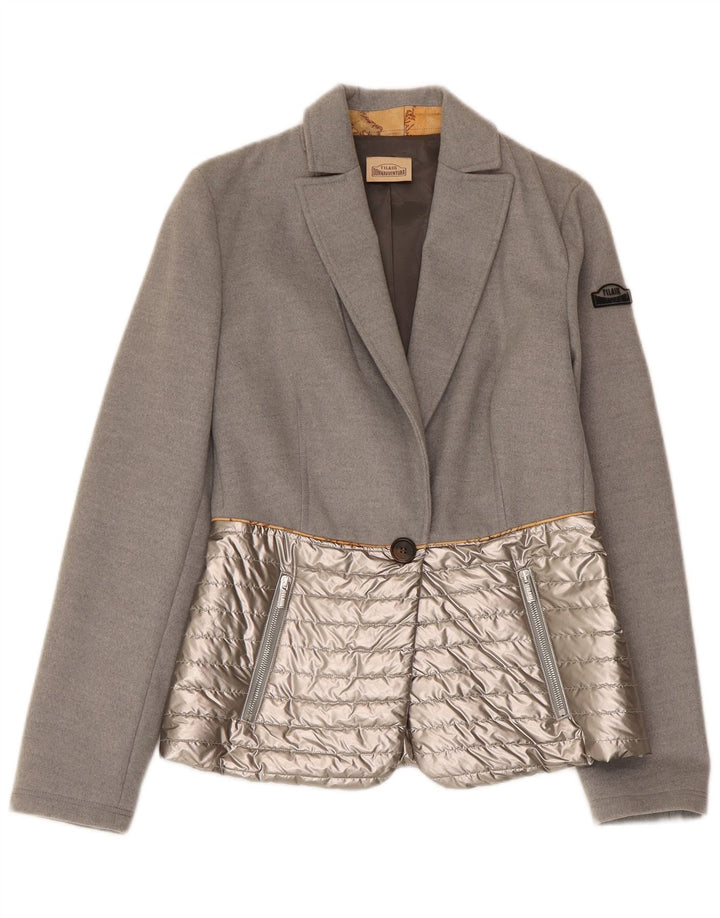 Jaqueta blazer acolchoada feminina ALVIERO MARTINI IT 38 XS cinza colorblock