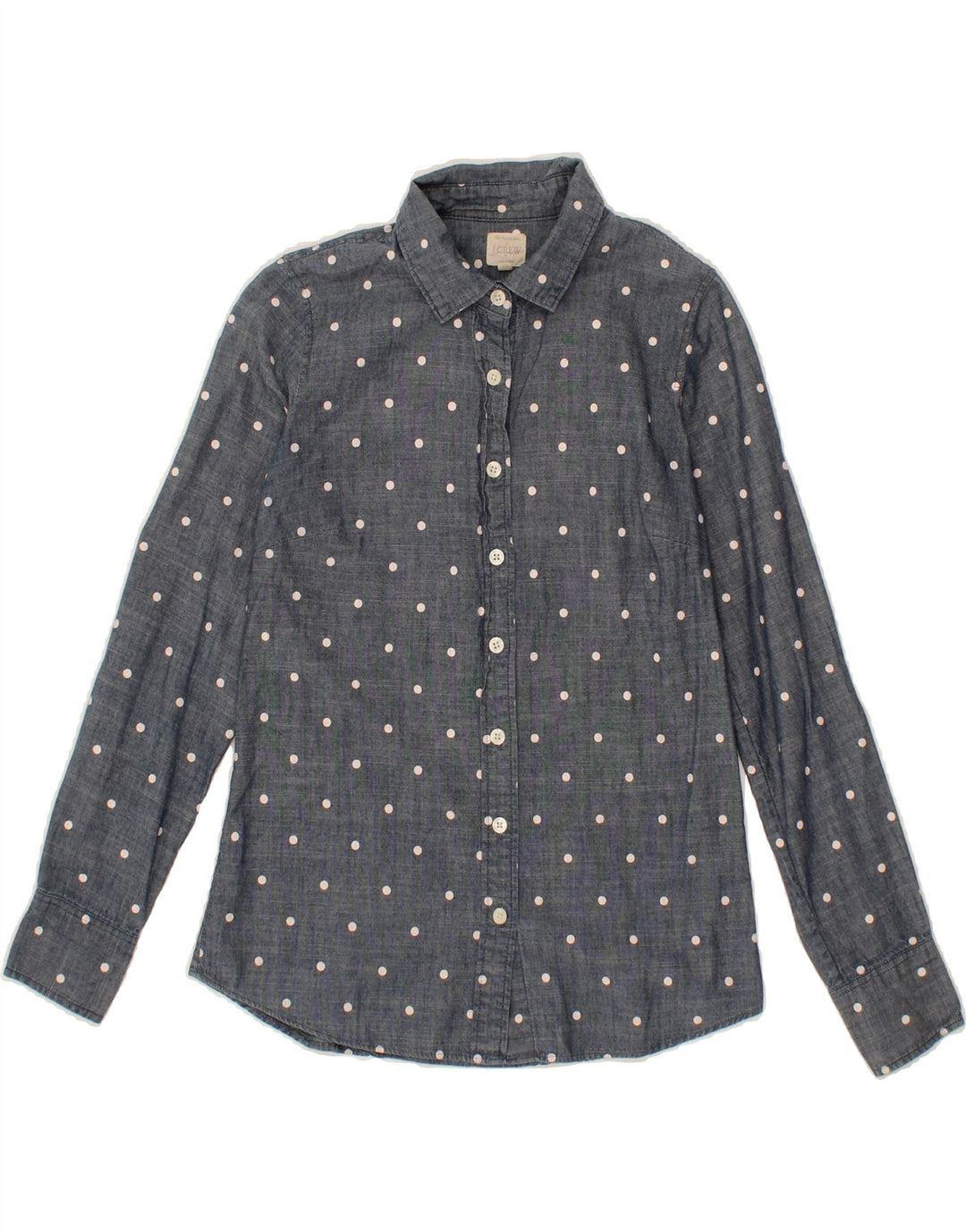 J. CREW Womens Shirt UK 2 2XS Navy Blue Polka Dot Cotton Vintage J. Crew and Second-Hand J. Crew from Messina Hembry 