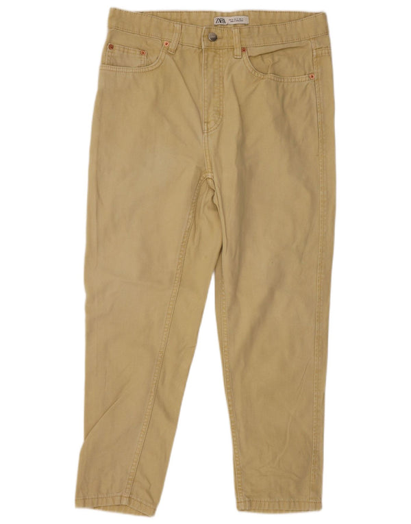 Zara Jeans Cônicos Femininos EU 40 Médio W31 L25 Algodão Amarelo