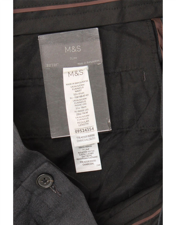 Calça masculina Marks & Spencer Slim Suit W32 L31 cinza poliéster