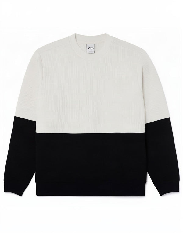 Zara Moletom Masculino Jumper XL Branco Colorblock Poliéster
