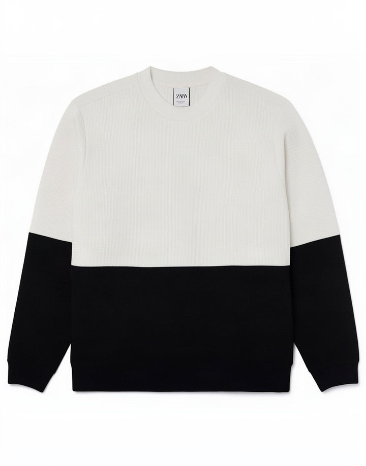 Zara Moletom Masculino Jumper XL Branco Colorblock Poliéster