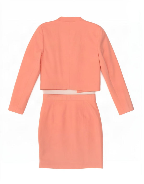 Conjunto de saia feminina vintage de 2 peças IT 44 médio W28 poliéster rosa