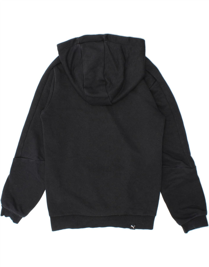 PUMA Boys Graphic Hoodie Jumper 7-8 Years Black Cotton Vintage Puma and Second-Hand Puma from Messina Hembry 