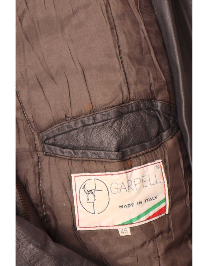 Casaco de couro masculino vintage IT 46 pequeno cinza