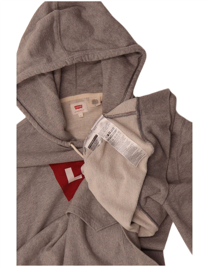Suéter com capuz gráfico masculino LEVI'S grande algodão cinza