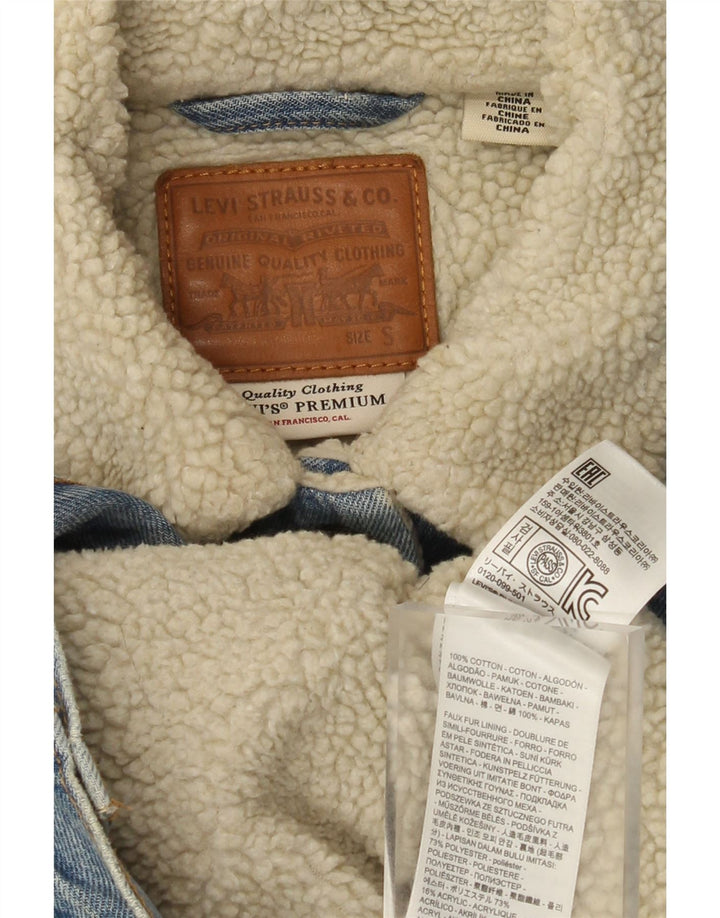 Jaqueta jeans feminina Levi's Graphic Sherpa Reino Unido 10 algodão azul pequeno