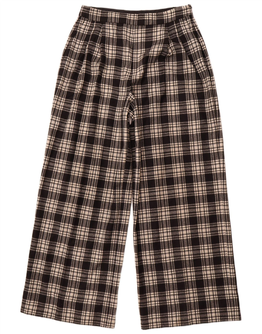 Calça casual feminina Massimo Dutti UE 42 grande W32 L30 xadrez preto