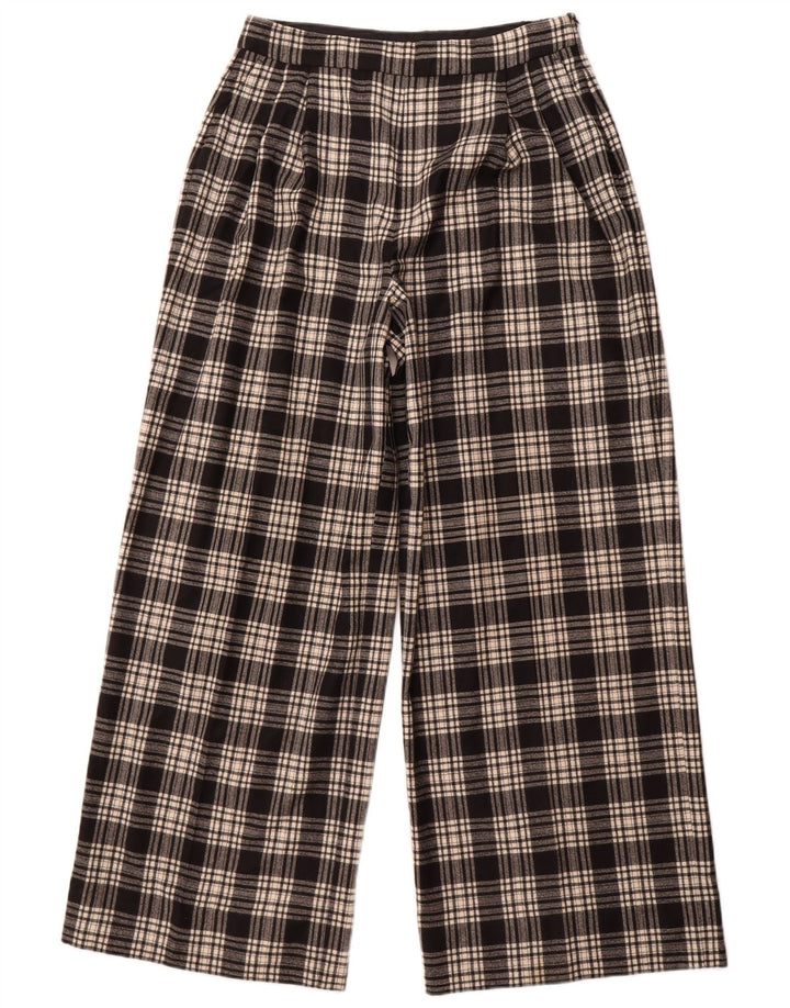 Calça casual feminina Massimo Dutti UE 42 grande W32 L30 xadrez preto