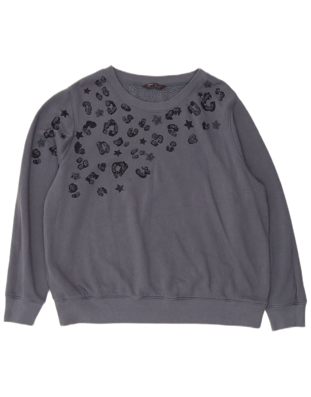 Suéter feminino Marks & Spencer com estampa abstrata UK 18 XL cinza