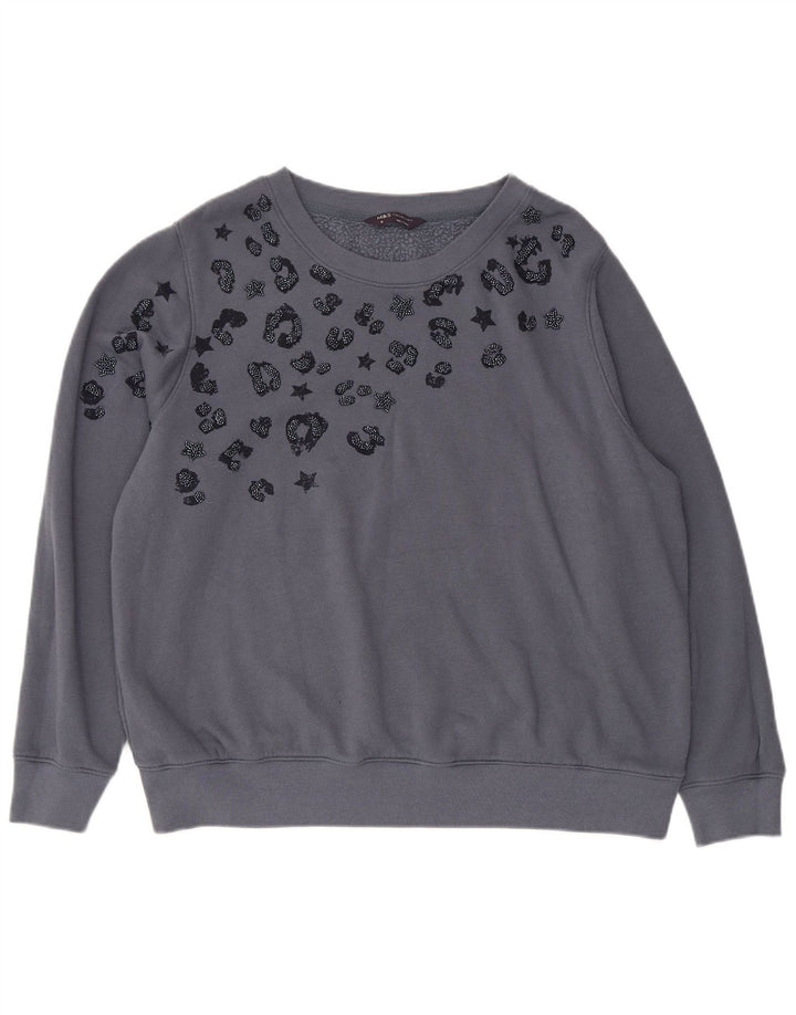 Suéter feminino Marks & Spencer com estampa abstrata UK 18 XL cinza