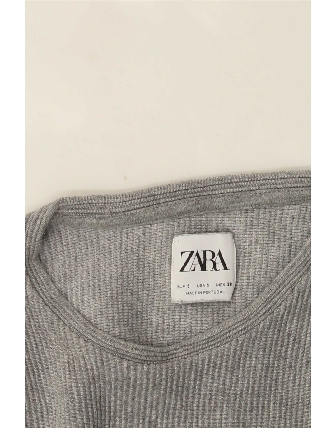 Zara Mens Top Manga Longa Pequena Cinza