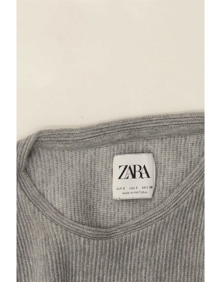 Zara Mens Top Manga Longa Pequena Cinza