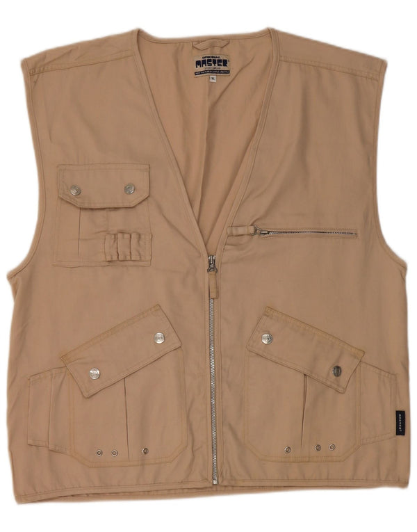 Master Mens Utility Gilet UK 42 XL Algodão Bege