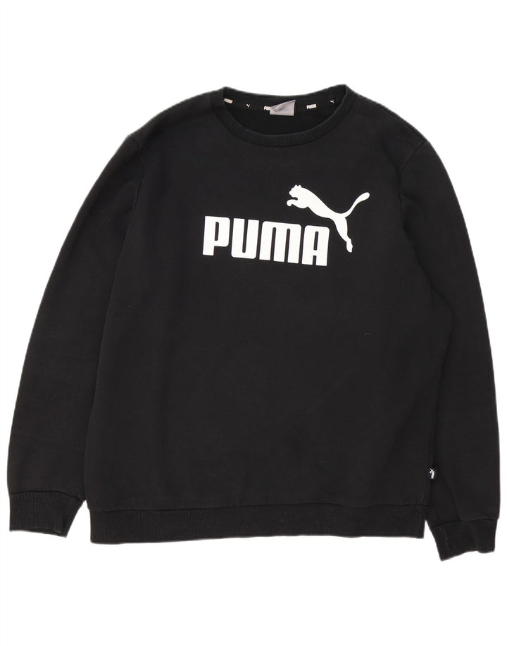 Puma Mens Graphic Moletom Jumper Grande Algodão Preto