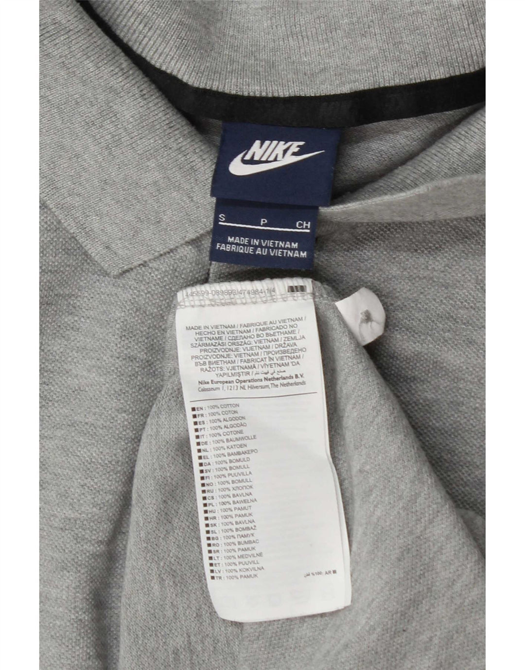 Camisa polo masculina Nike pequena cinza algodão