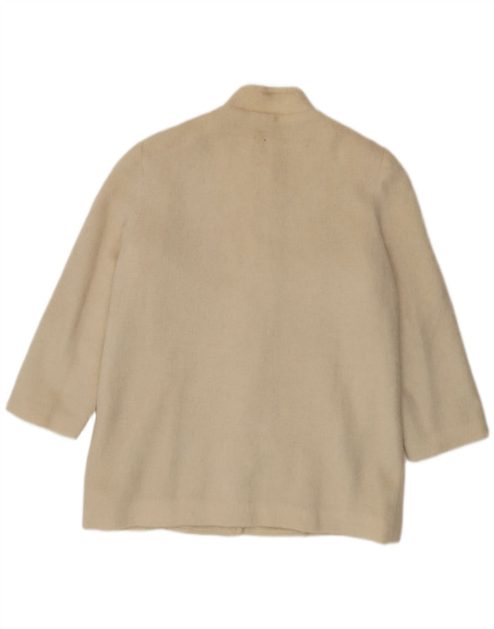 Sobretudo feminino vintage IT 44 médio off white floral lã