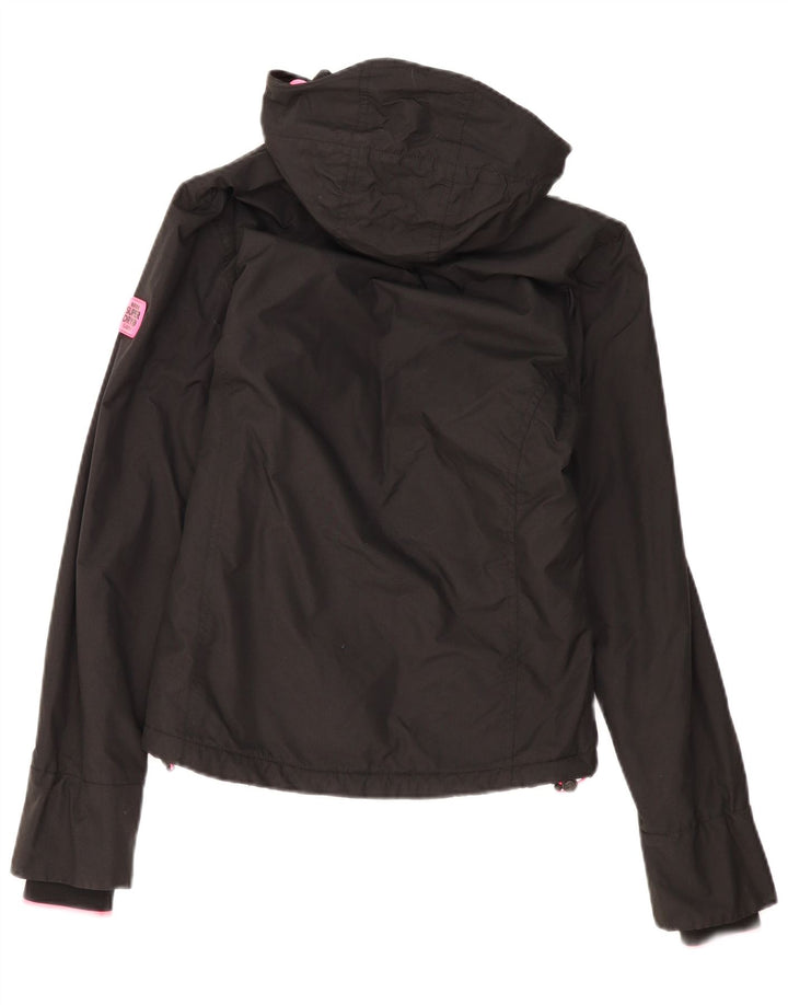Jaqueta corta-vento com capuz feminina Superdry UK 8 poliéster preto pequeno