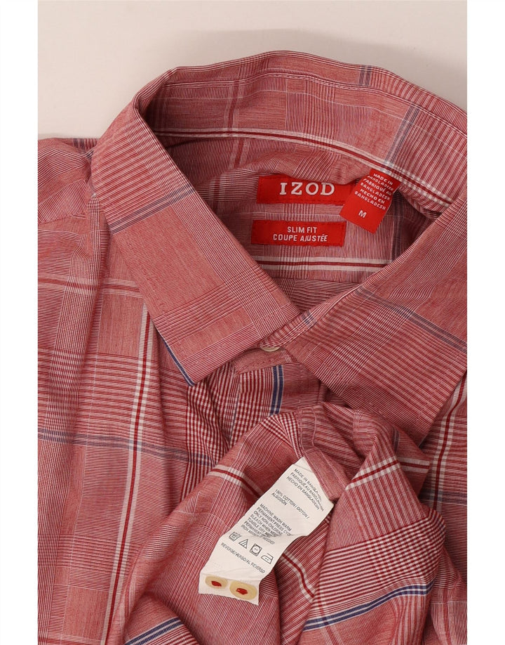 Camisa masculina Izod Slim Fit médio vermelho xadrez algodão