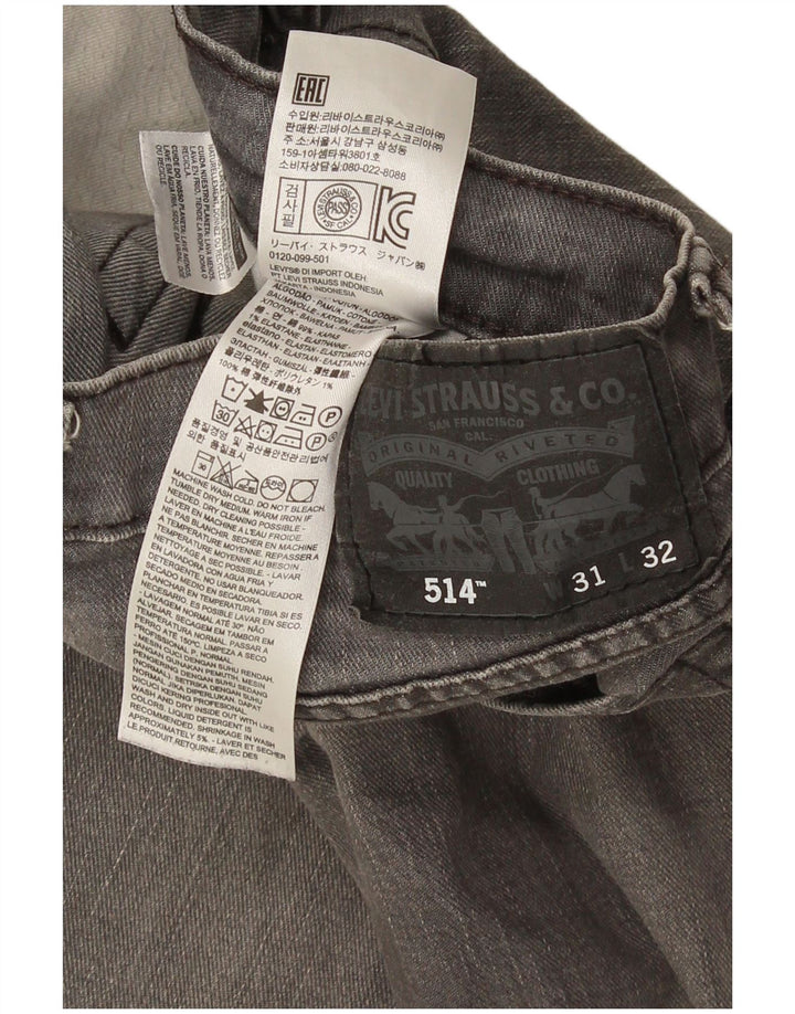 Calça jeans masculina Levi's 514 Straight W31 L28 cinza algodão