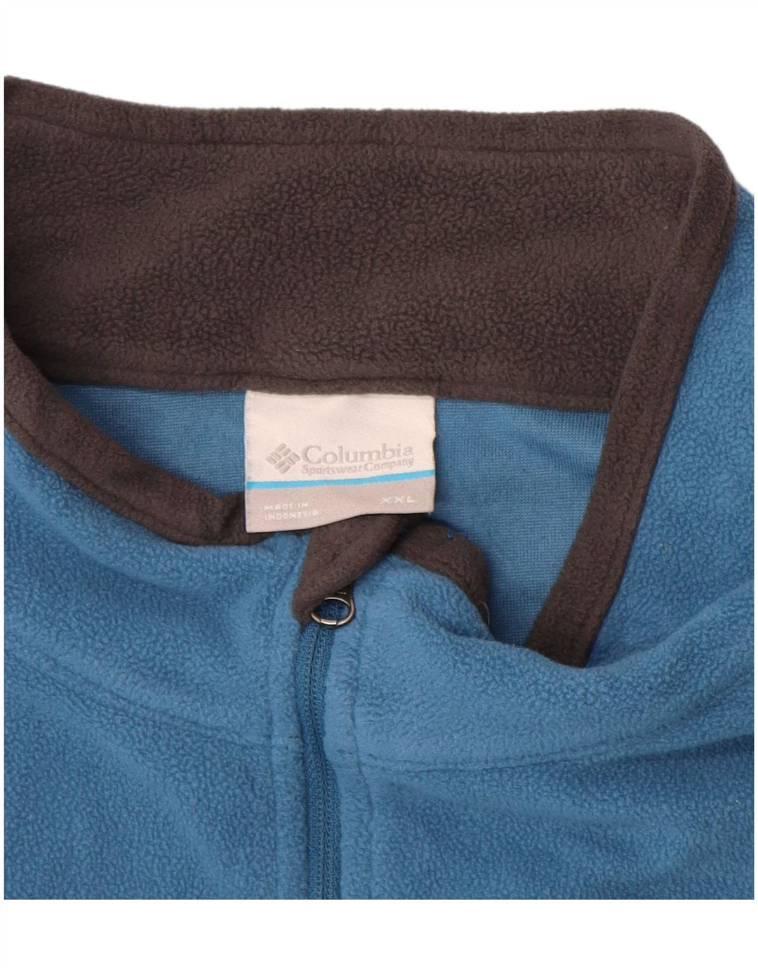 Suéter de lã masculino COLUMBIA com zíper e gola 2XL azul poliéster colorblock