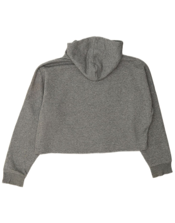 Suéter Puma feminino Crop Graphic com capuz 11-12 anos algodão manchado cinza