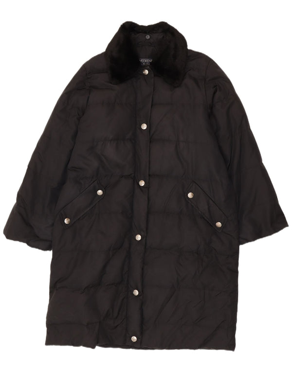 Casaco acolchoado grande para fim de semana feminino Max Mara Reino Unido 12 médio preto poliamida