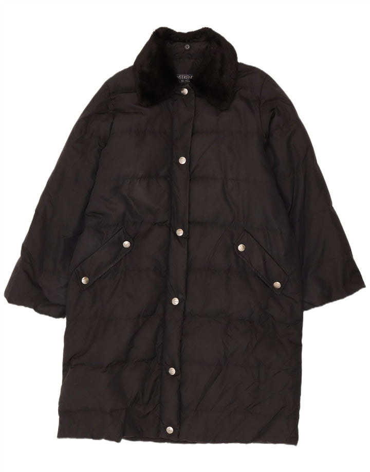Casaco acolchoado grande para fim de semana feminino Max Mara Reino Unido 12 médio preto poliamida