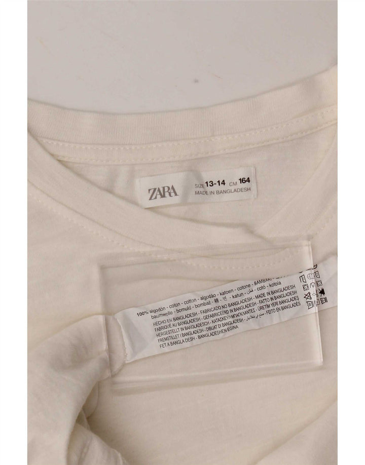 Zara Boys Top manga comprida 13-14 anos algodão branco