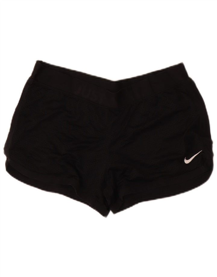 Shorts esportivos femininos Nike Dri Fit Graphic UK 14 médio preto poliéster