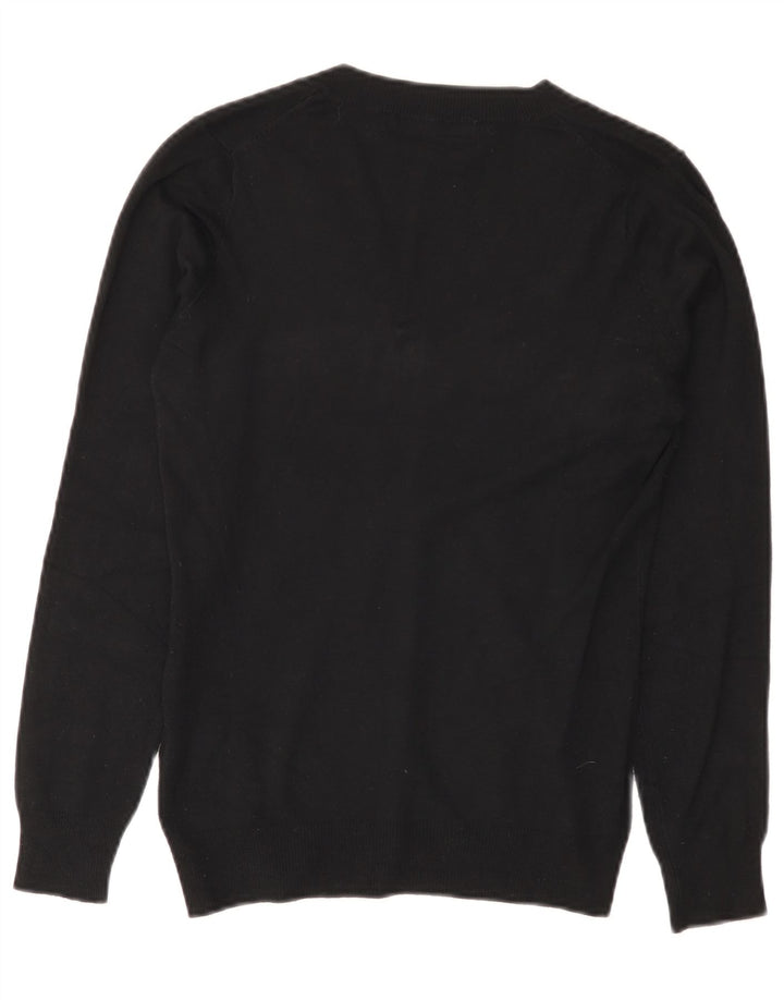 Suéter feminino Zara com decote em V Reino Unido 12 viscose preta média