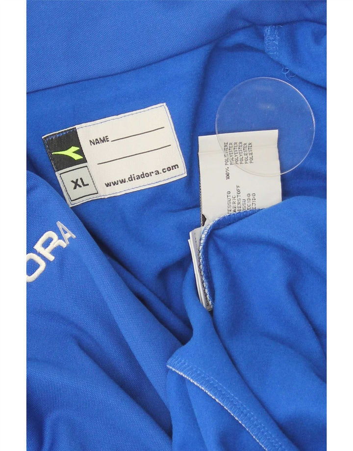 Diadora Mens Zip Neck Pullover Treino Top XL Azul Poliéster