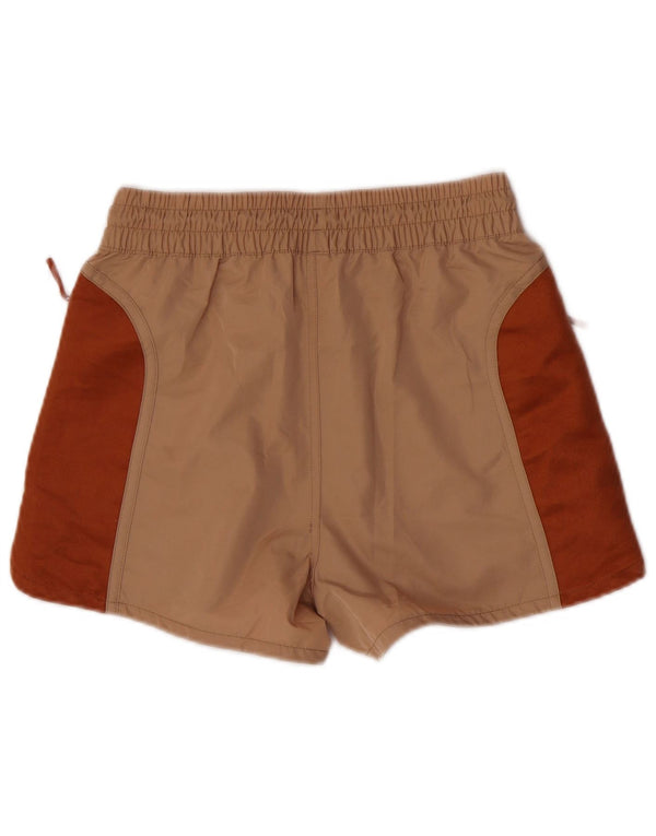 Shorts esportivos femininos Puma UK 8 pequeno bege colorblock poliéster