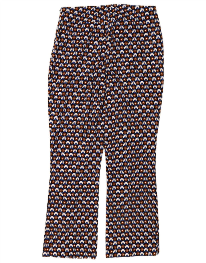 Calça feminina Zara cortada média W28 L26 multicolorida geométrica
