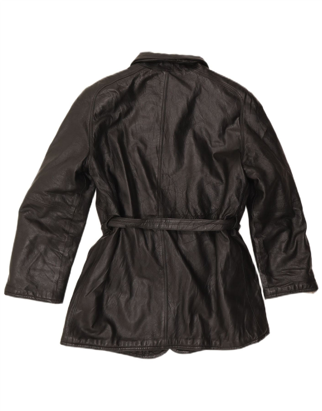 Jaqueta de couro feminina vintage IT 46 grande preta